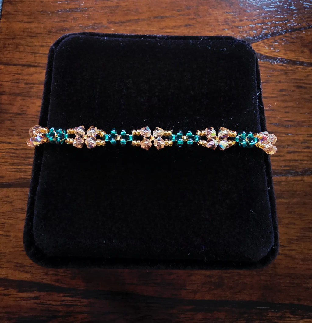 Gold and Teal Beaded&nbsp;Bracelet